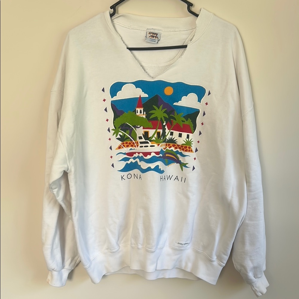 Vintage White Kona Hawaii Graphic Sweatshirt